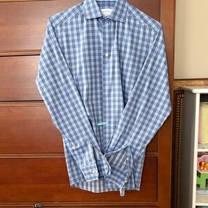 Eton Men's Blue Plaid Dress Shirt